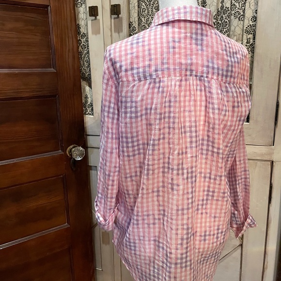 Anthropologie Pilcro The Cate Check Tie-Dye Shirt - Picture 5 of 7